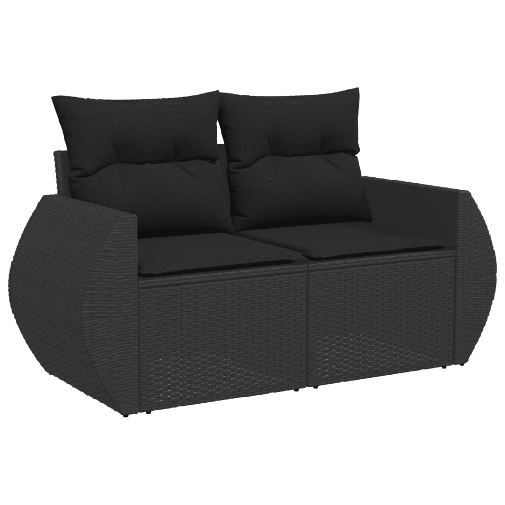 vidaXL 7-delige Loungeset met kussens poly rattan zwart afbeelding