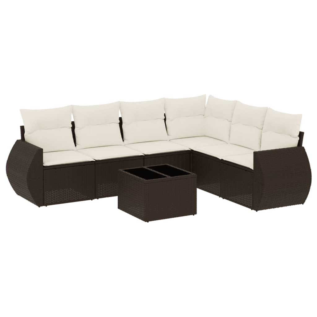 Thumbnail - vidaXL 7-tlg. Garten-Sofagarnitur mit Kissen Braun Poly Rattan