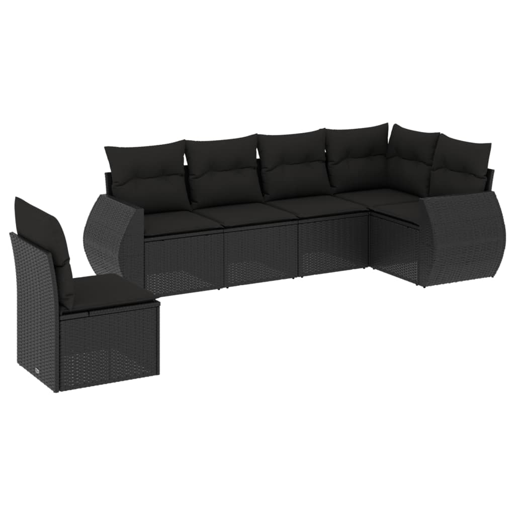 Thumbnail - vidaXL 6-tlg. Garten-Sofagarnitur mit Kissen Schwarz Poly Rattan