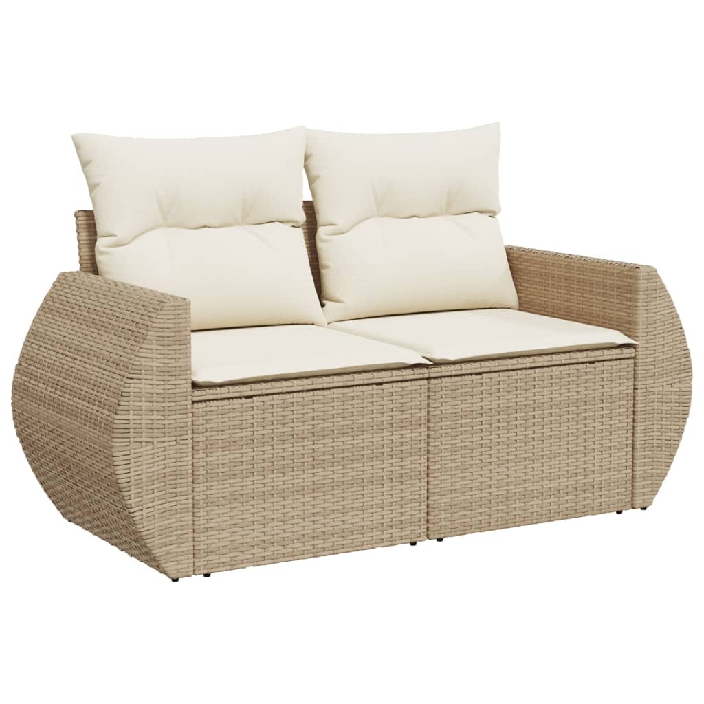 vidaXL 7-delige Loungeset met kussens poly rattan beige