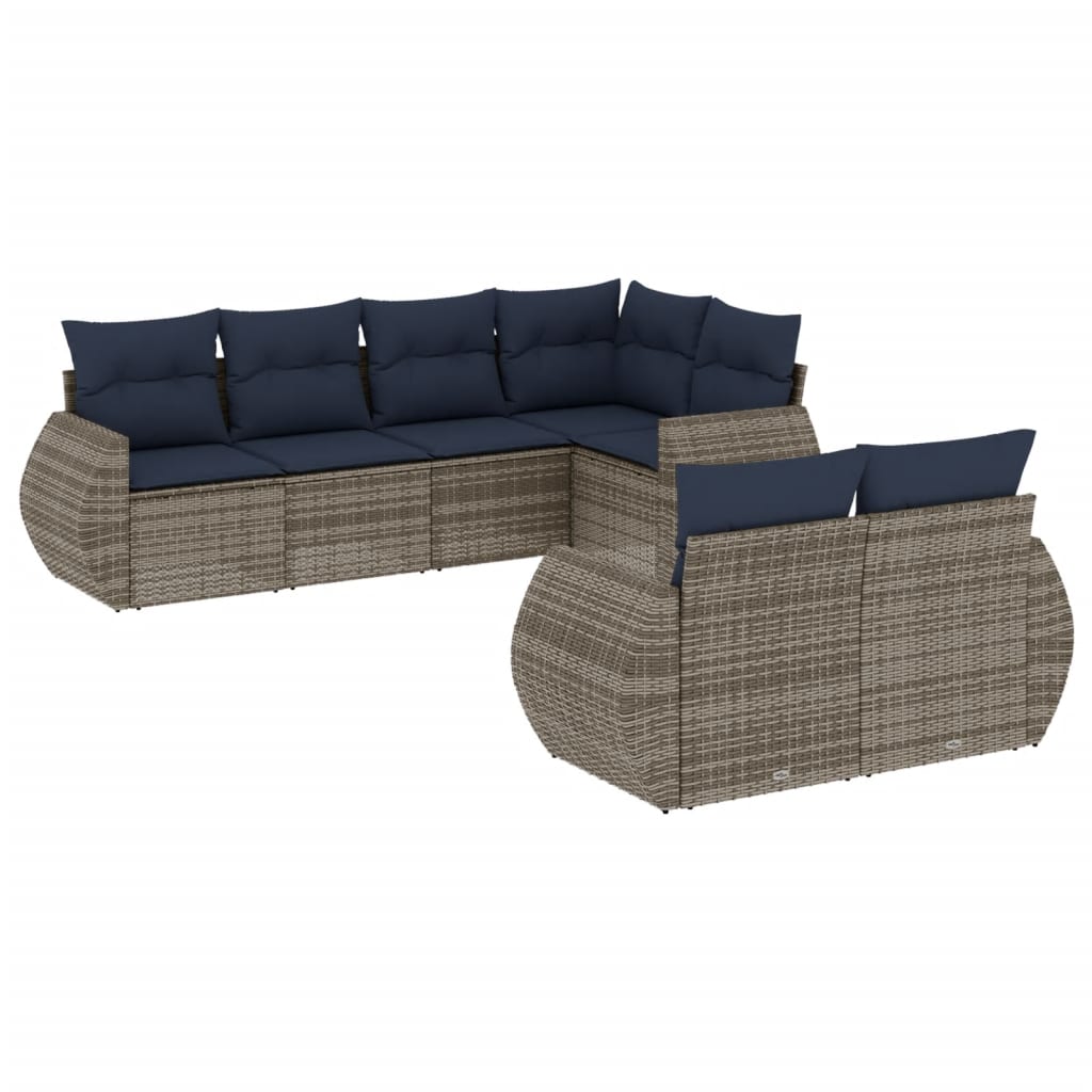 Thumbnail - vidaXL 7-teiliges Gartensofa-Set mit Kissen, grau, Polyrattan