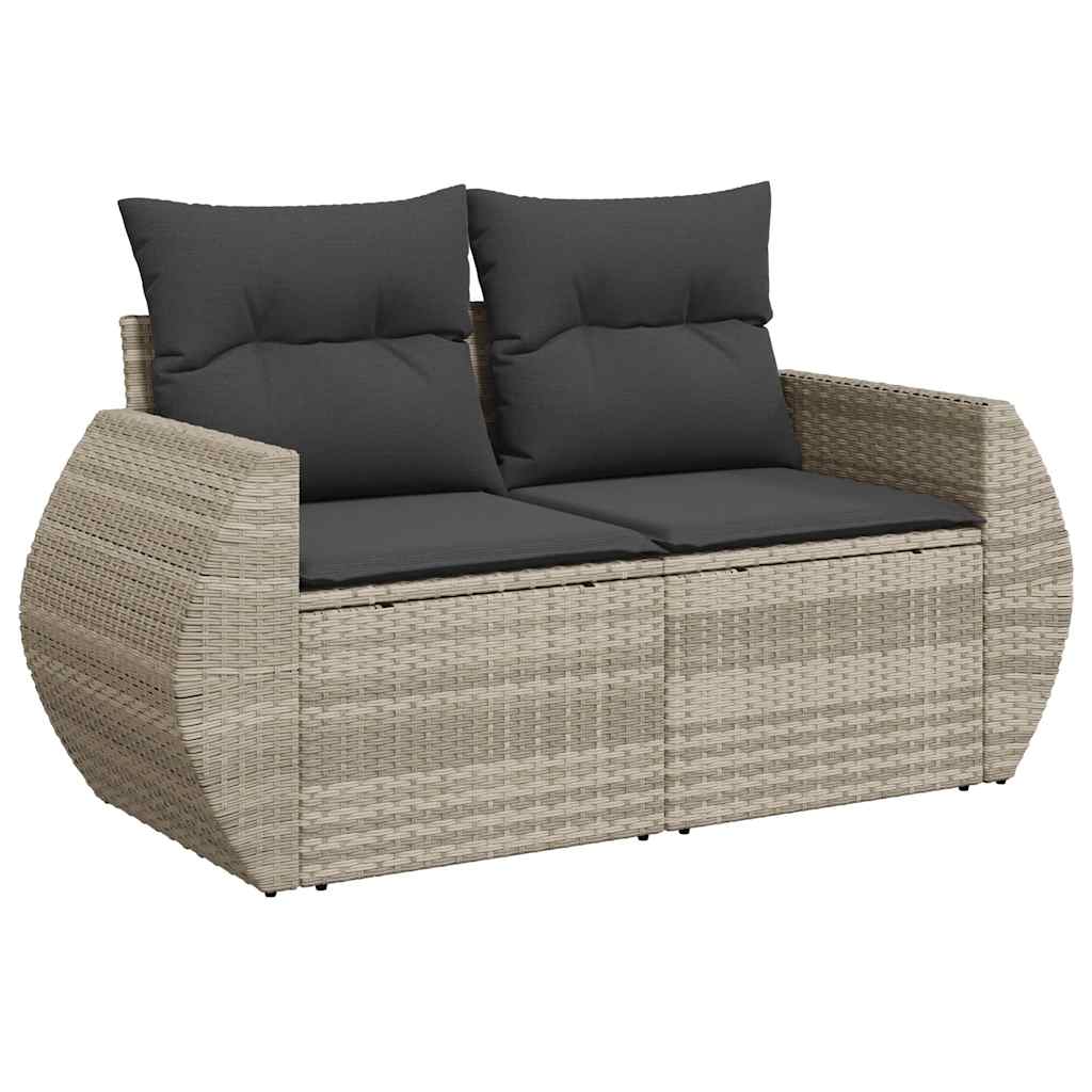 vidaXL 7-delige Loungeset met kussens poly rattan lichtgrijs grijs, foto 4