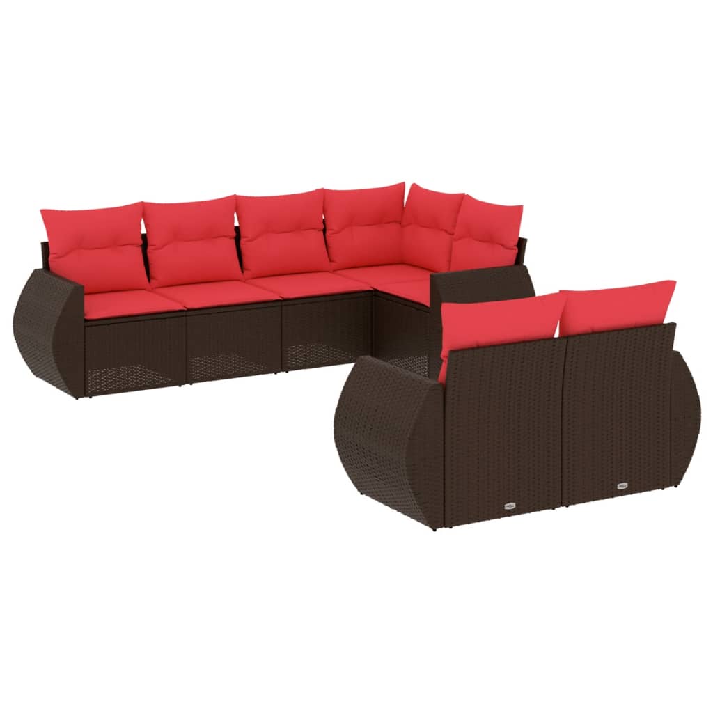 Thumbnail - vidaXL 7-teiliges Gartensofa-Set mit Kissen, braun, Polyrattan