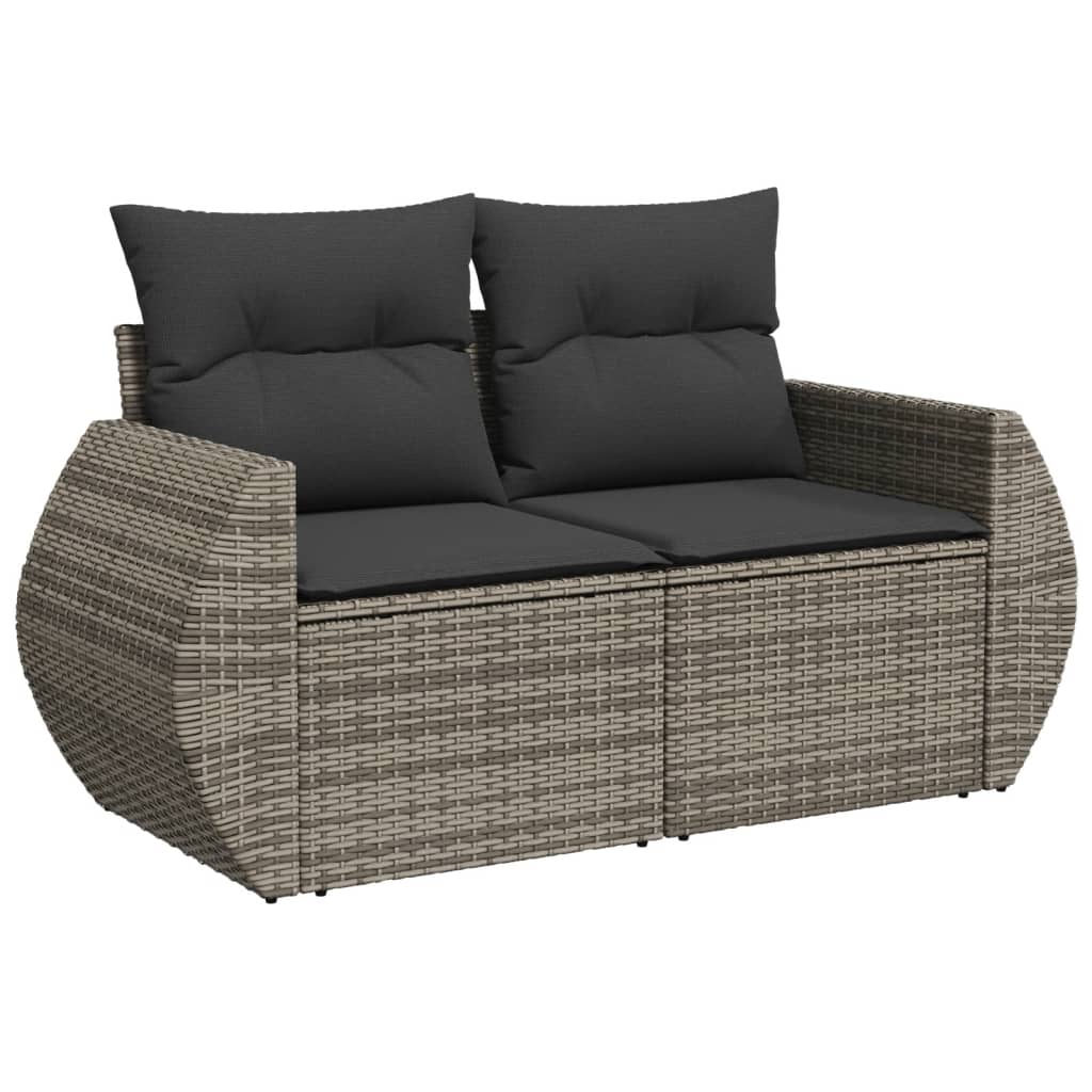 vidaXL 8-delige Loungeset met kussens poly rattan grijs, foto 2