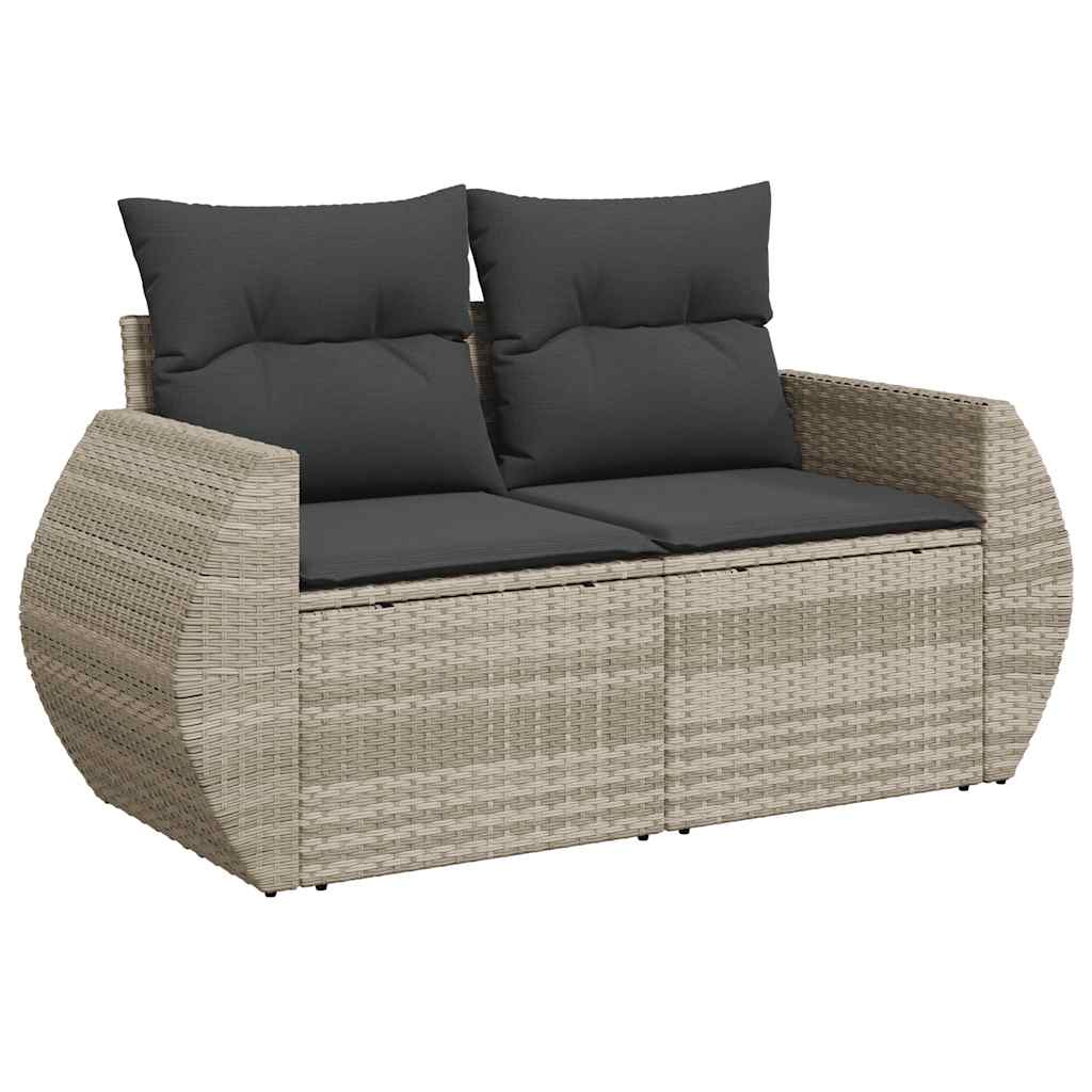 vidaXL 9-delige Loungeset met kussens poly rattan lichtgrijs grijs, foto 2