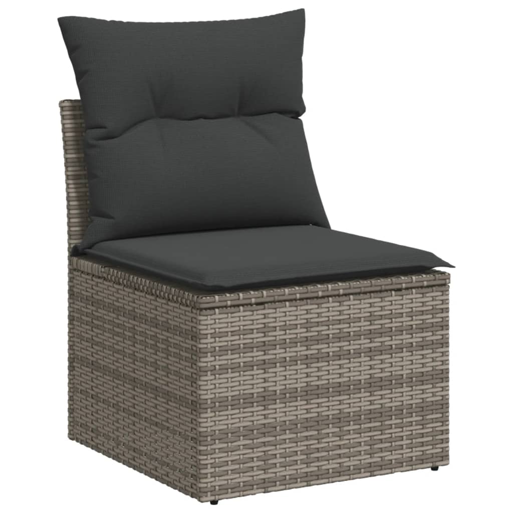 vidaXL 7-delige Loungeset met kussens poly rattan grijs, foto 2