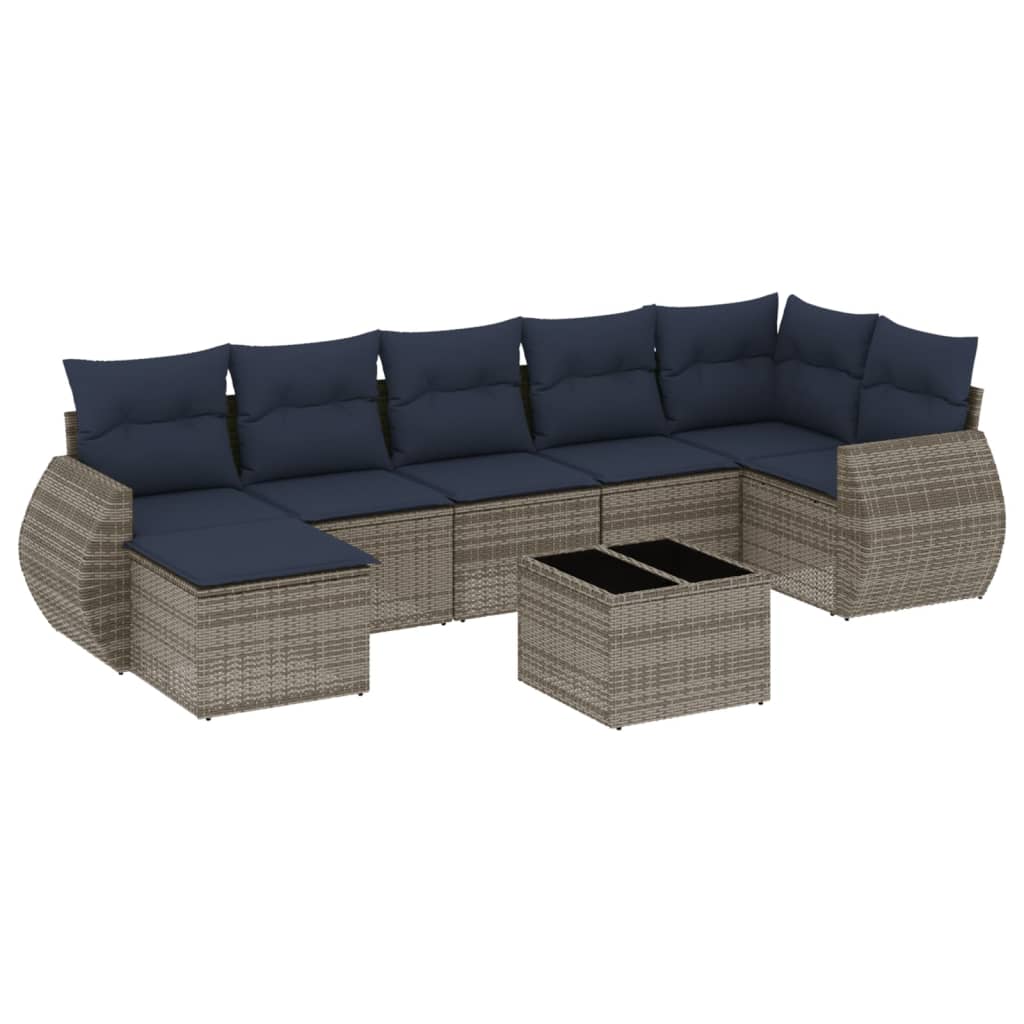 Thumbnail - vidaXL 8-teiliges Gartensofa-Set mit Kissen, grau, Polyrattan