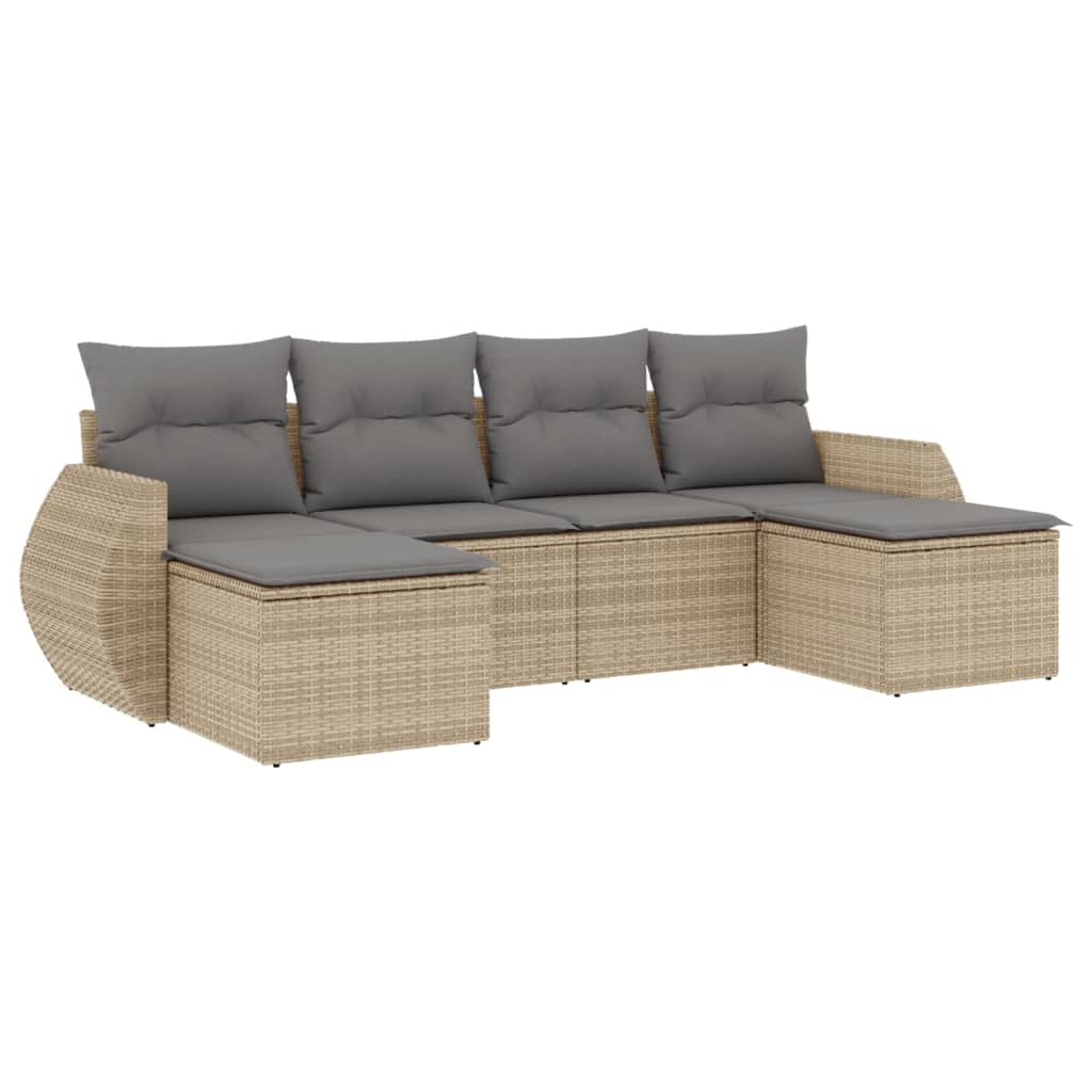 vidaXL Set canapele de grădină cu perne, 6 piese, bej, poliratan