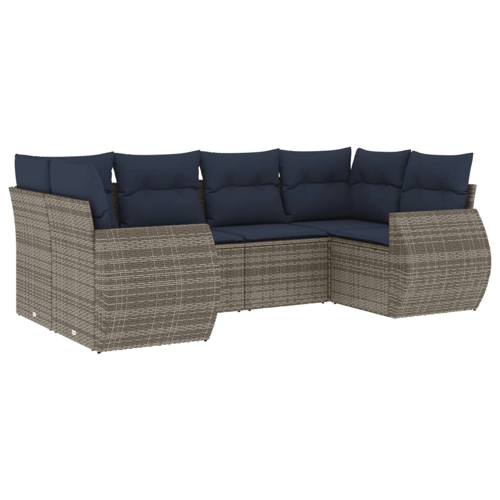 Thumbnail - vidaXL 6-teiliges Gartensofa-Set mit Kissen, grau, Polyrattan