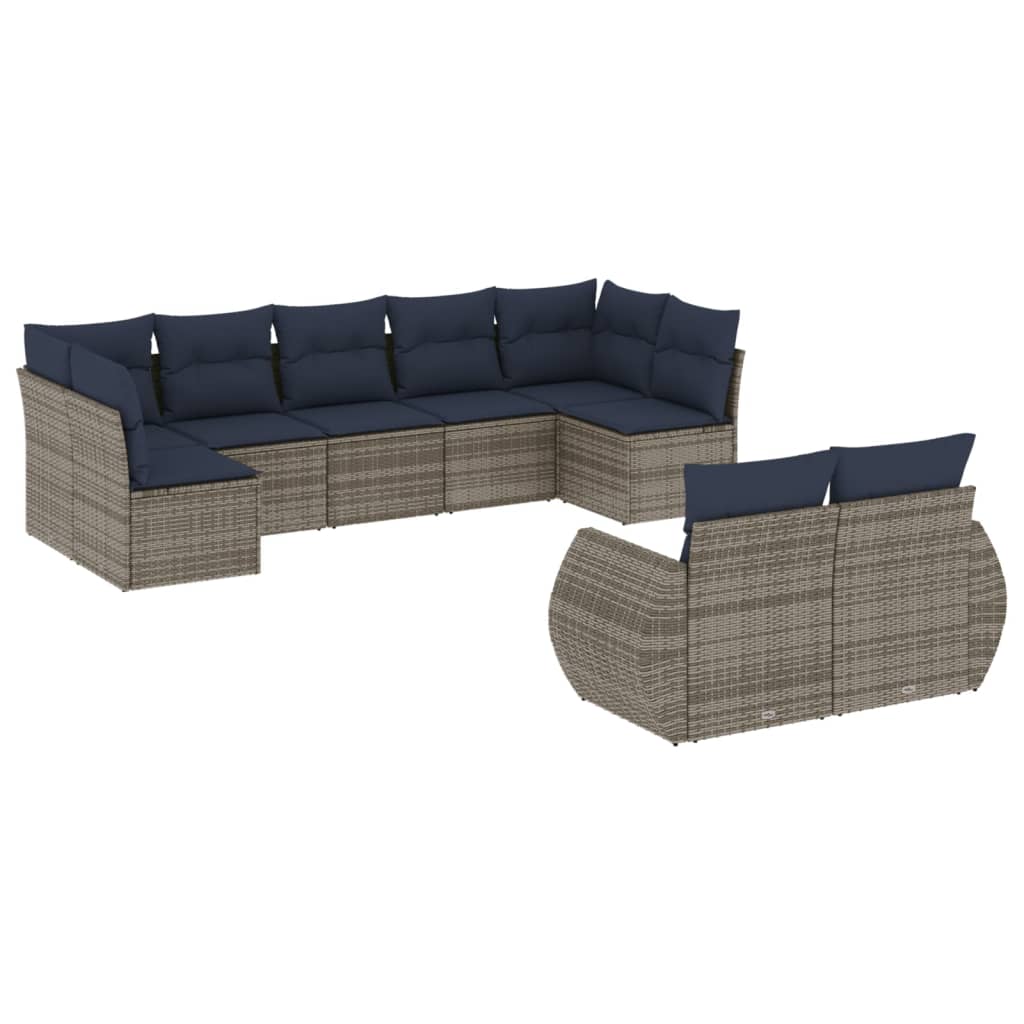 Thumbnail - vidaXL 9-teiliges Gartensofa-Set mit Kissen, grau, Polyrattan