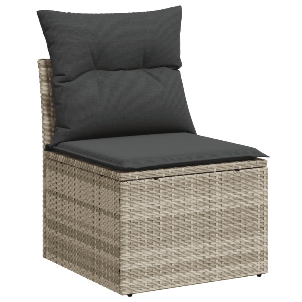vidaXL 9-delige Loungeset met kussens poly rattan lichtgrijs afbeelding