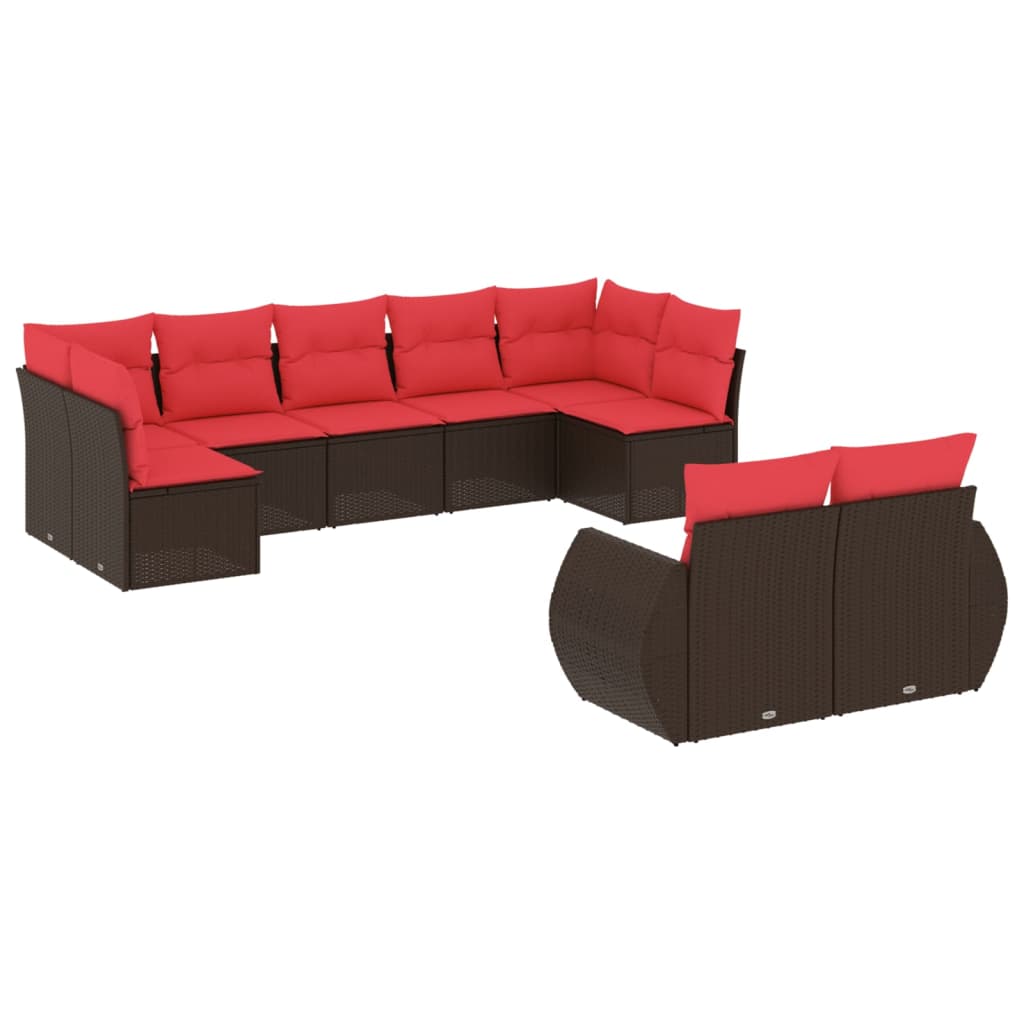 Thumbnail - vidaXL 9-teiliges Gartensofa-Set mit Kissen, braun, Polyrattan