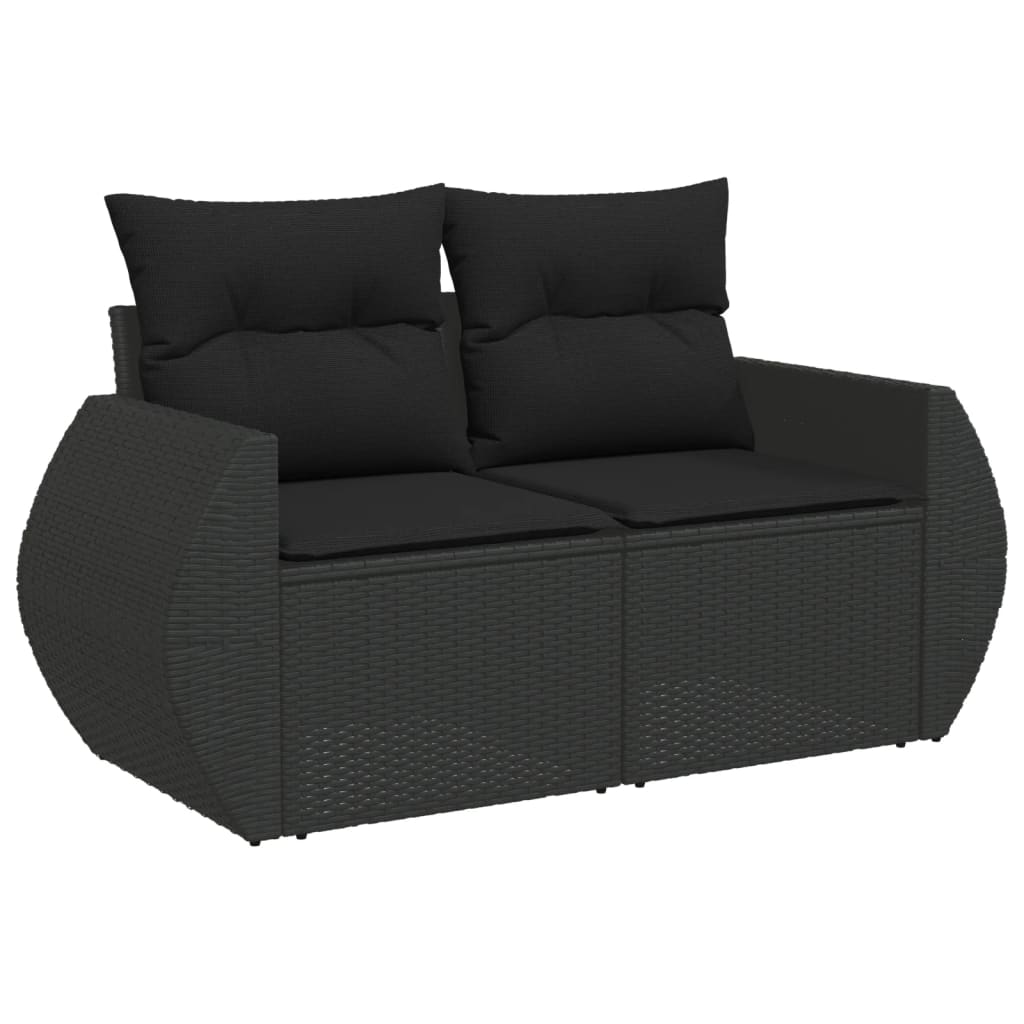 vidaXL 9-delige Loungeset met kussens poly rattan zwart, foto 2