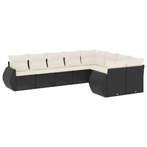 vidaXL 9-osaline aiadiivani komplekt patjadega, must, pol&uuml;rotang