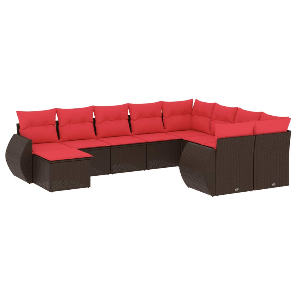 Thumbnail - vidaXL 10-teiliges Gartensofa-Set mit Kissen, braun, Polyrattan