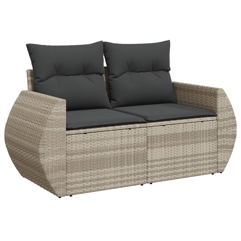 vidaXL 11-delige Loungeset met kussens poly rattan lichtgrijs afbeelding