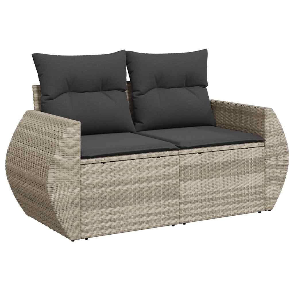 vidaXL 10-delige Loungeset met kussens poly rattan lichtgrijs afbeelding