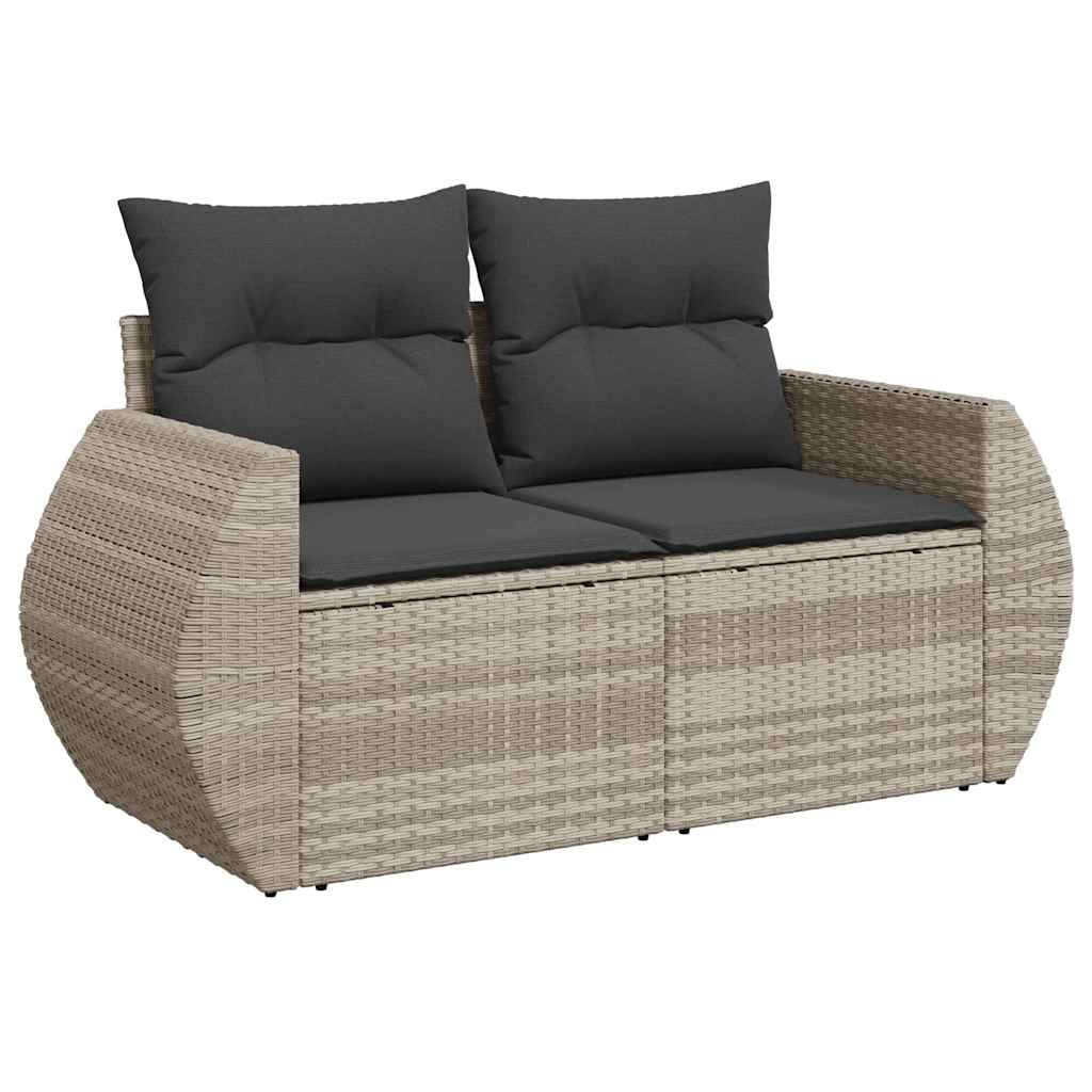 vidaXL 11-delige Loungeset met kussens poly rattan lichtgrijs afbeelding