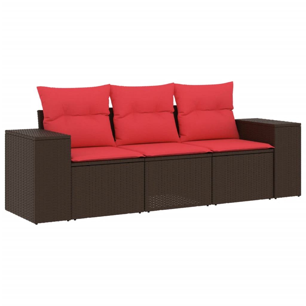 Thumbnail - vidaXL 3-teiliges Gartensofa-Set mit Kissen, braun, Polyrattan