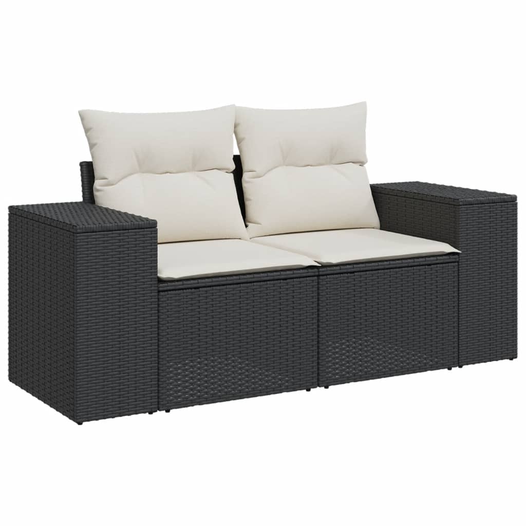 vidaXL 4-delige Loungeset met kussens poly rattan zwart, foto 2
