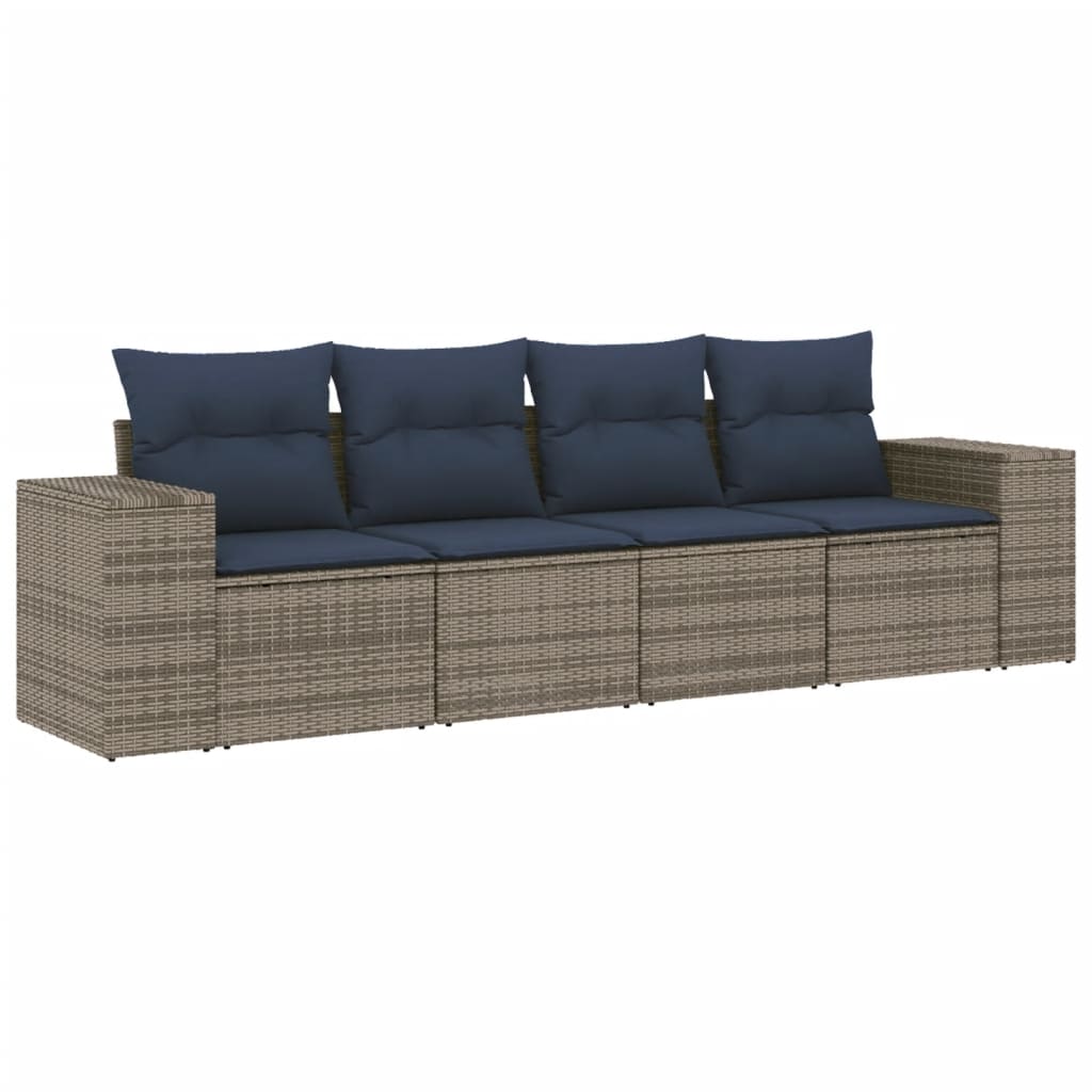 Thumbnail - vidaXL 4-teiliges Gartensofa-Set mit Kissen, grau, Polyrattan