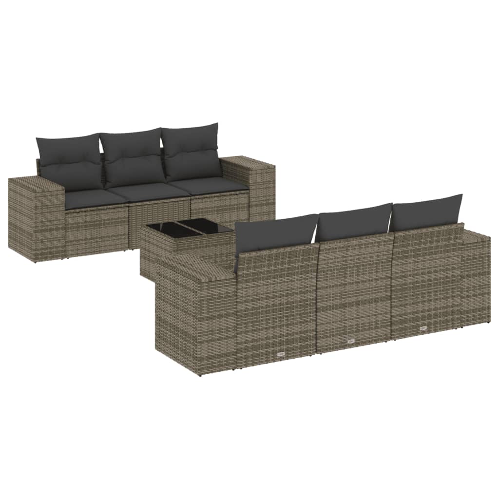 vidaXL 7-delige Loungeset met kussens poly rattan grijs, foto 3