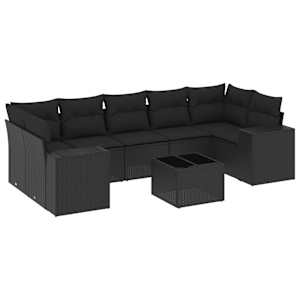 vidaXL 8-osaline aiadiivani komplekt patjadega, must, pol&uuml;rotang