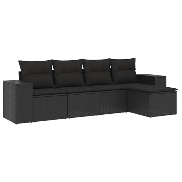 vidaXL 5-osaline aiadiivanikomplekt patjadega, must, pol&uuml;rotang