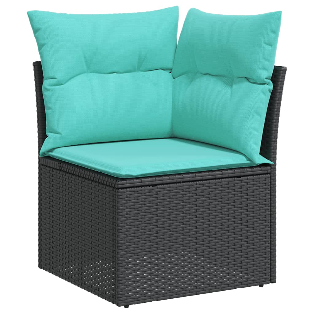 vidaXL 4-delige tuinbankset met kussens, zwart polyrotan