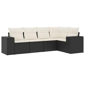 vidaXL 5-osaline aiadiivanikomplekt patjadega, must, pol&uuml;rotang