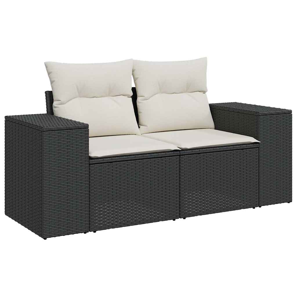 vidaXL 6-delige Loungeset met kussens poly rattan zwart afbeelding
