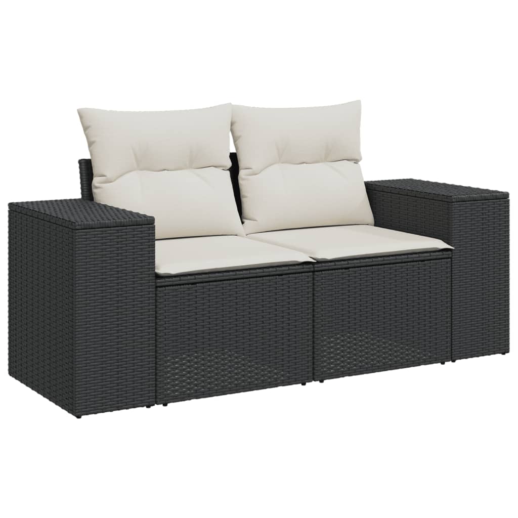 vidaXL 6-delige Loungeset met kussens poly rattan zwart