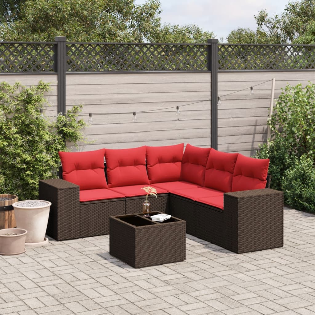Thumbnail - vidaXL 6-teiliges Gartensofa-Set mit Kissen, braun, Polyrattan