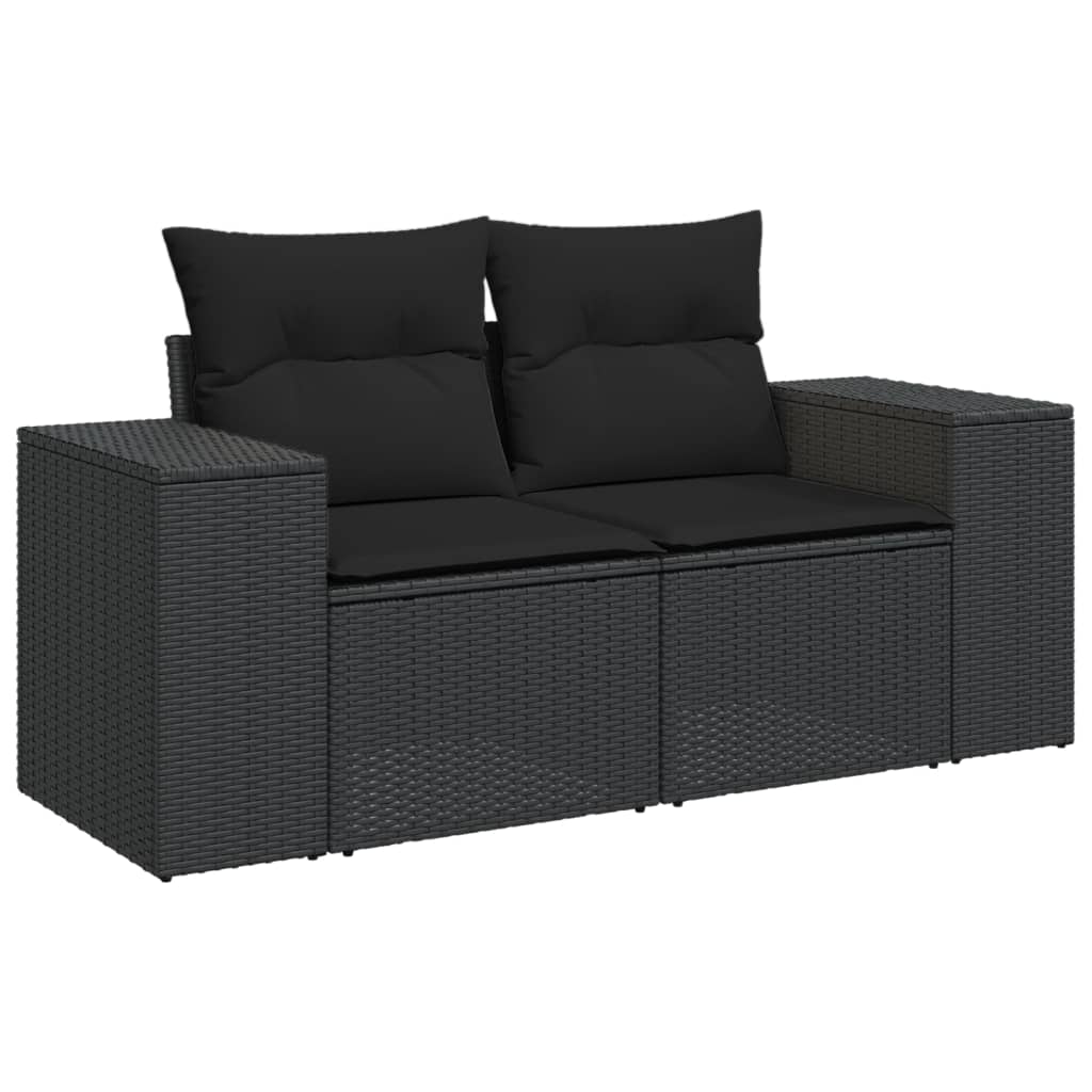 vidaXL 5-delige Loungeset met kussens poly rattan zwart afbeelding