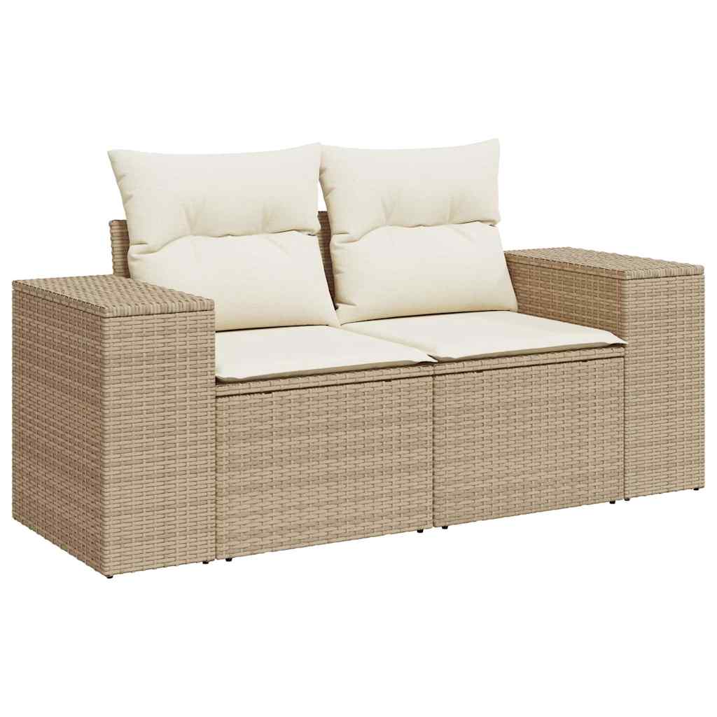 vidaXL 6-delige Loungeset met kussens poly rattan beige afbeelding