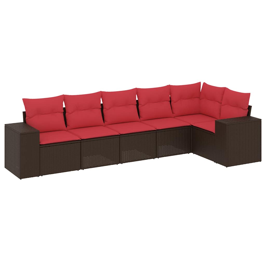 Thumbnail - vidaXL 6-teiliges Gartensofa-Set mit Kissen, braun, Polyrattan