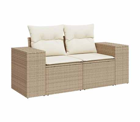 vidaXL Set canapele de grădină, 7 piese, cu perne, bej, poliratan