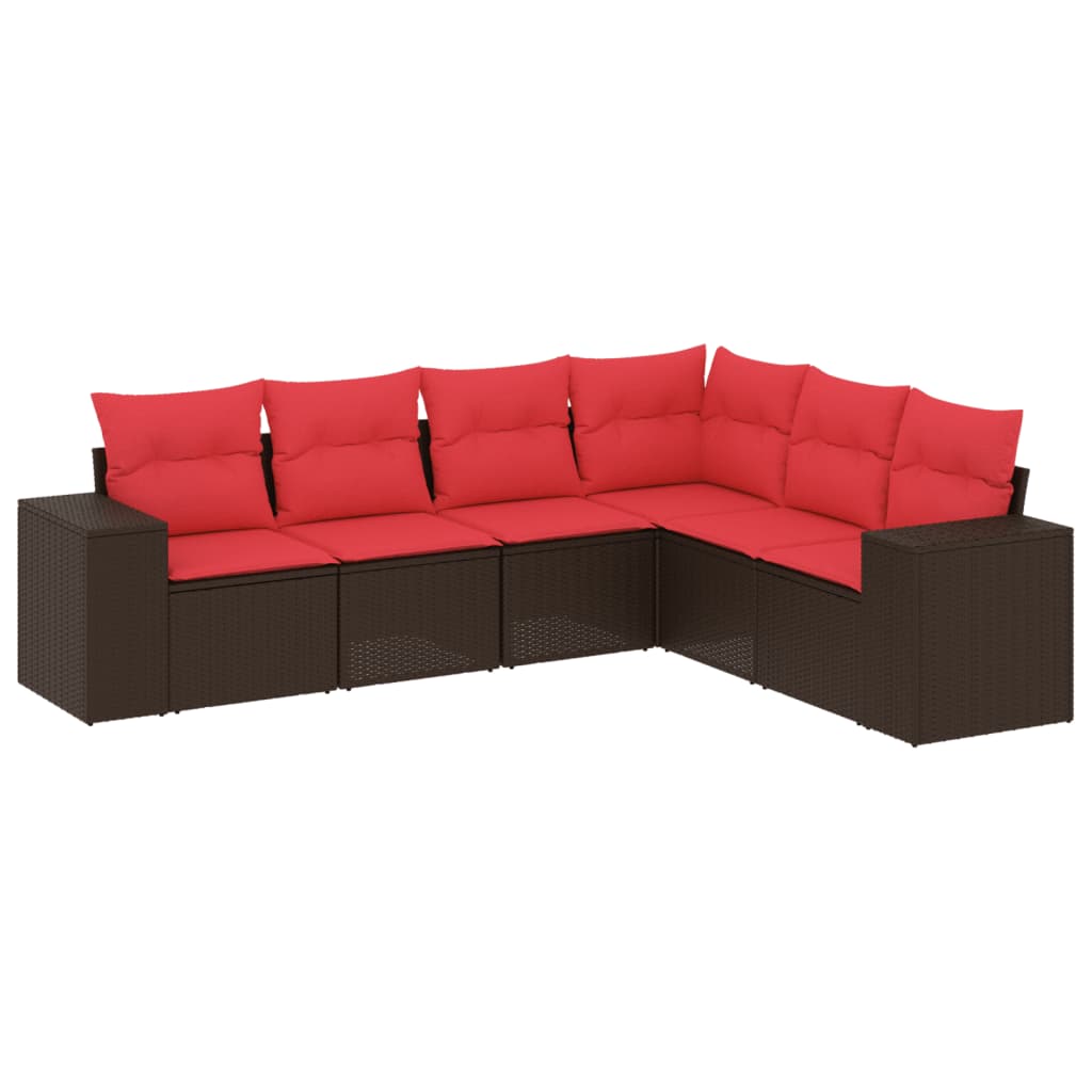Thumbnail - vidaXL 6-teiliges Gartensofa-Set mit Kissen, braun, Polyrattan