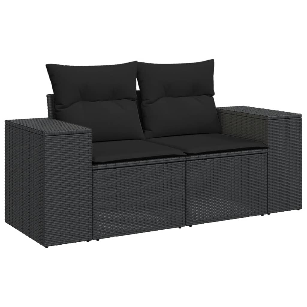 vidaXL 8-delige Loungeset met kussens poly rattan zwart afbeelding