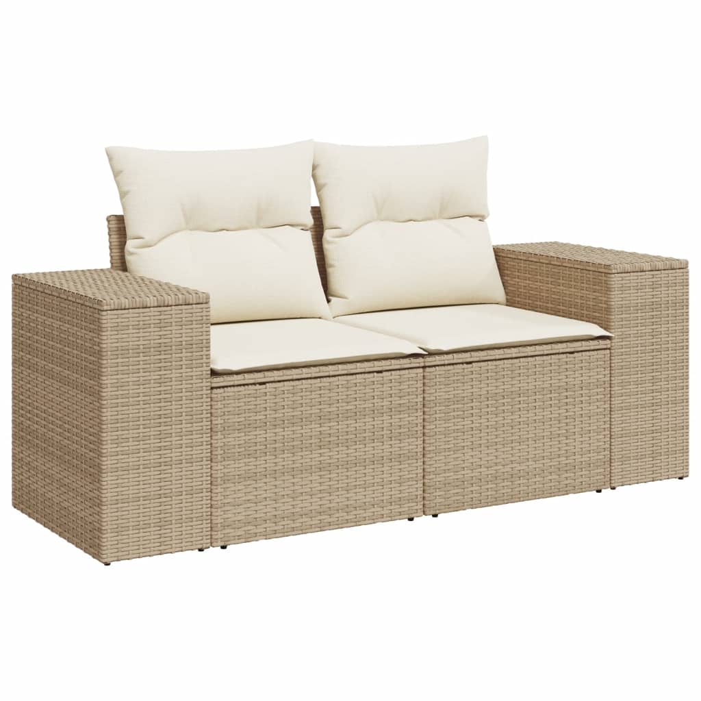 vidaXL 8-delige Loungeset met kussens poly rattan beige afbeelding