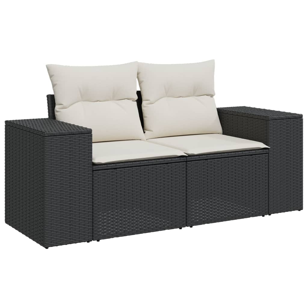 vidaXL 9-delige Loungeset met kussens poly rattan zwart afbeelding