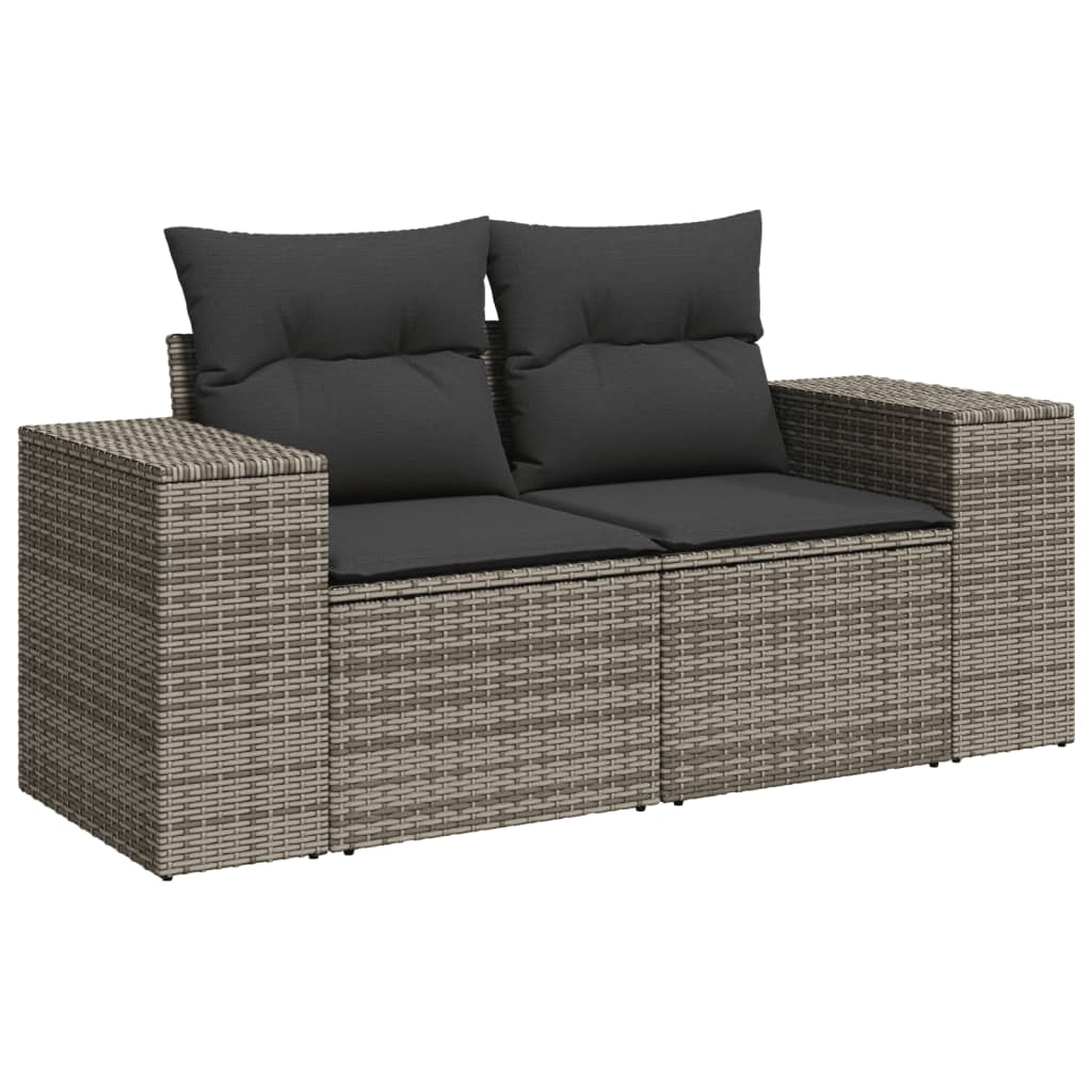 vidaXL 9-delige Loungeset met kussens poly rattan grijs