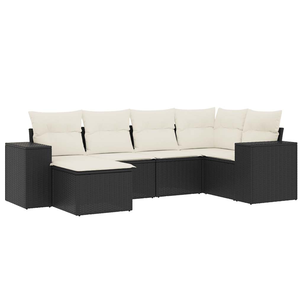 Thumbnail - vidaXL 6-tlg. Garten-Sofagarnitur mit Kissen Schwarz Poly Rattan