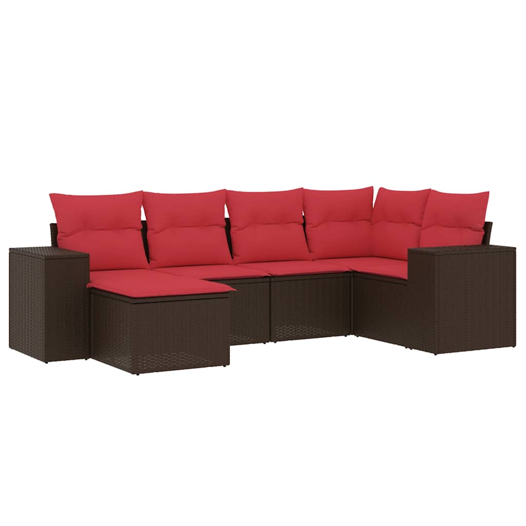 Thumbnail - vidaXL 6-teiliges Gartensofa-Set mit Kissen, braun, Polyrattan