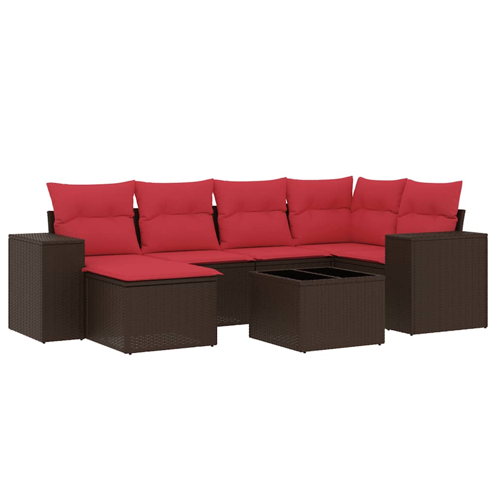 Thumbnail - vidaXL 7-teiliges Gartensofa-Set mit Kissen, braun, Polyrattan