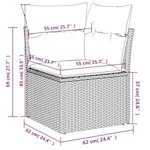7dílná zahradní sedací souprava s poduškami černá polyratan - obrázek 9