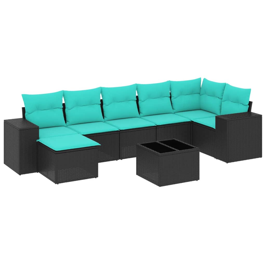 Thumbnail - vidaXL 8-teiliges Gartensofa-Set mit Kissen, schwarzes Polyrattan