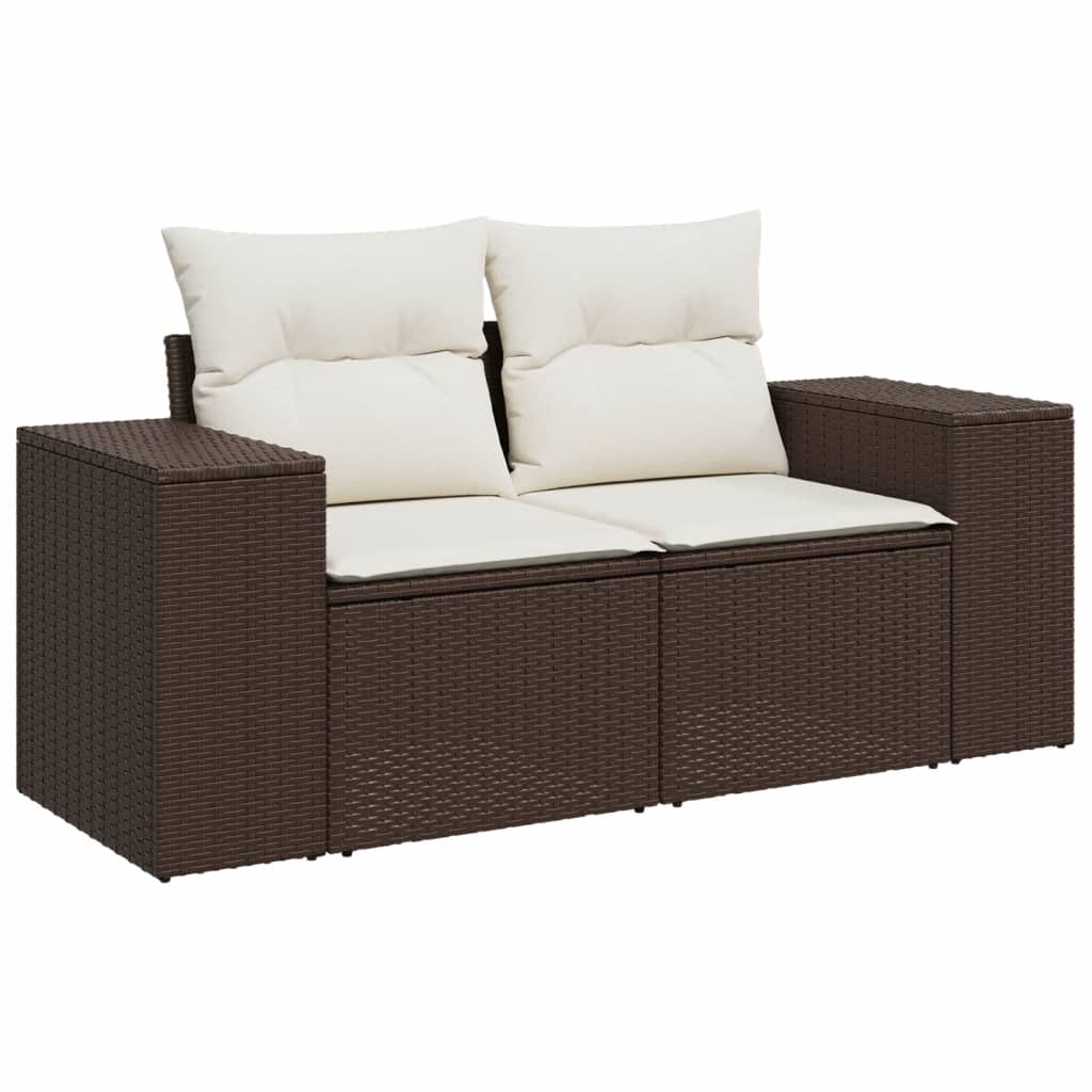 vidaXL 8-delige Loungeset met kussens poly rattan bruin