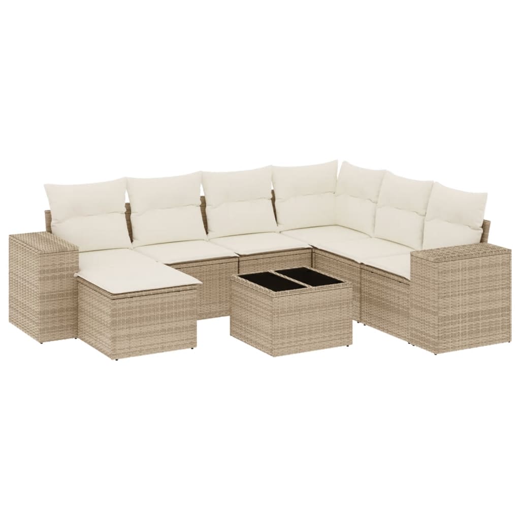 Thumbnail - vidaXL 8-tlg. Garten-Sofagarnitur mit Kissen Beige Poly Rattan