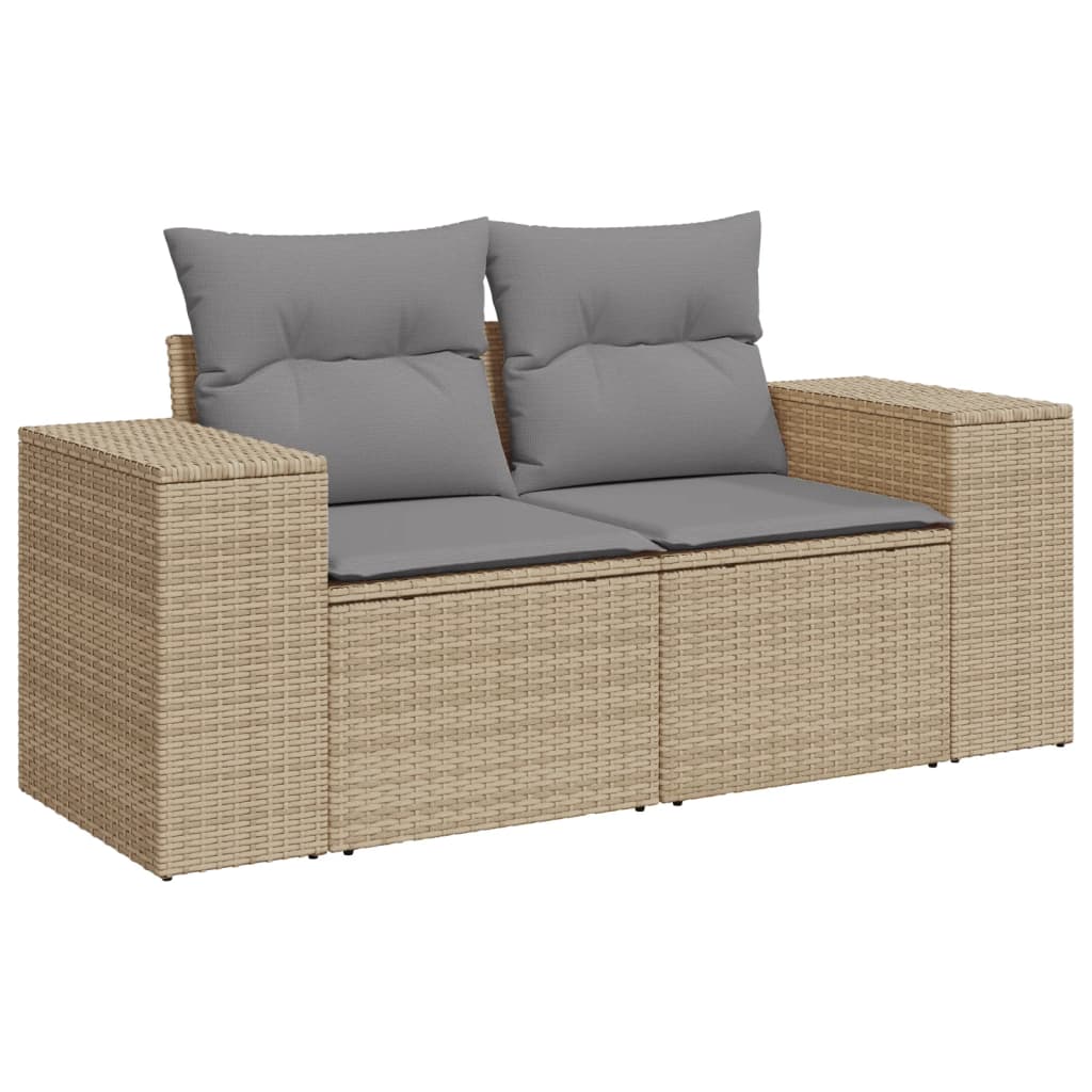 vidaXL 8-delige Loungeset met kussens poly rattan beige afbeelding